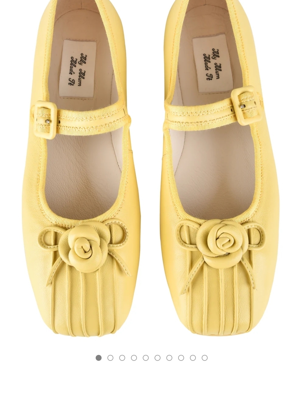 Yellow Mary Jane Flats with Rosette Detail